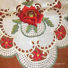 Poppy flower embroidered table runner